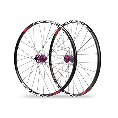 Mountain Bike Wheel : ZWB Mountain Bike Wheel Set 26 / 27.5 Inch Double Wall Quick Release Rim Disc Brake 120 Ring Carbon Fiber Hub 24 Holes 7-8-9-10 Speed Release (Color : Black purple, Size : 27.5 in)