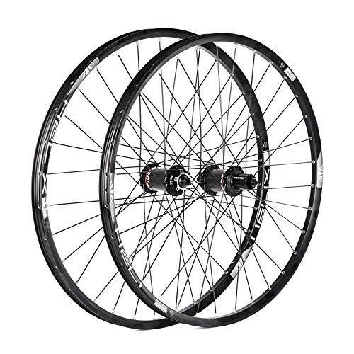Mountain Bike Wheel : ZWB Mountain Bike Wheel Set Carbon Wheels Clincher 26" / 27.5" / 29" Mountain Disc Double Wall, Disc Rim Brake Double Wall Rims Sealed Bearings (Color : Black hub wheel set, Size : HT26 in)