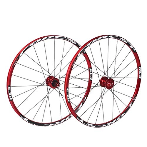 Mountain Bike Wheel : ZWB Mountain Cycling Wheels 26 Inch Double Wall Magnesium Alloy 27.5 Inch Bicycle 5 Palin Quick Release Disc Brake Wheel (Color : Red black set, Size : 26 in)