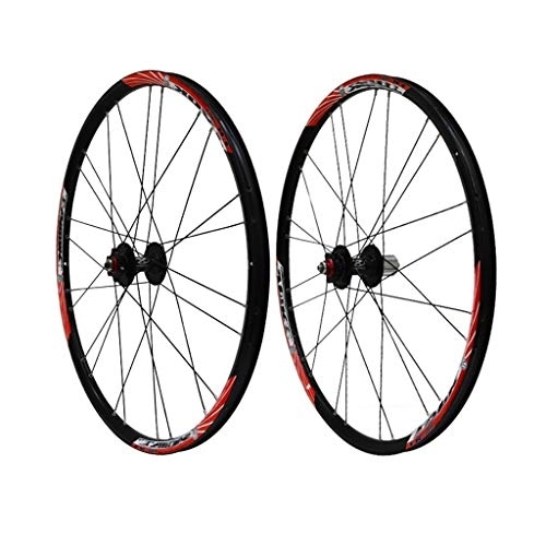 Mountain Bike Wheel : ZWB MTB Cycling Wheels 26 Inch Mountain Bike Wheelset Disc Brake Wheel Set Quick Release Aluminum Alloy Double Circle (Color : Black and Red, Size : 26 in)