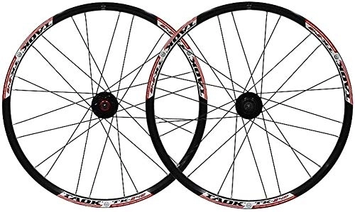 Mountain Bike Wheel : ZWH Bike Wheel Cycling Wheel Bike Wheel Set 24" MTB Wheel Double Wall Alloy Rim Tires 1.5-2.1" Disc Brake 7-11 Speed Palin Hub Quick Release 24H (Color : Red-B)