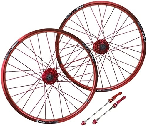 Mountain Bike Wheel : ZXTING 26" Mountain Bike Wheelset, Front and Rear Wheels with Quick Release Skewers, Mountain Bike Aluminum Alloy Wheels (Color : Red)
