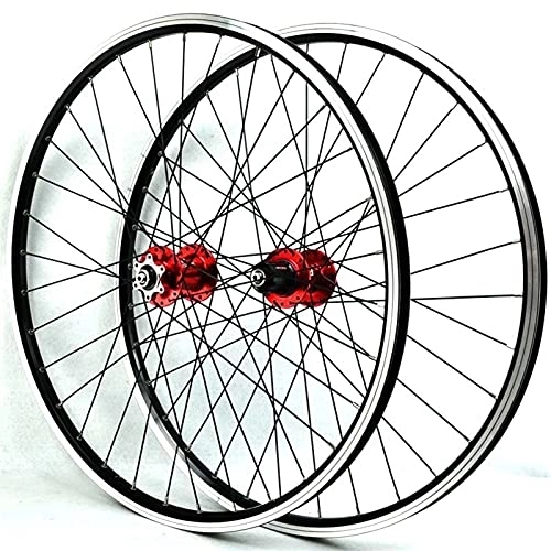 Mountain Bike Wheel : ZYHDDYJ Bicycle Wheelset MTB Wheelset 26 / 27.5 / 29 Inch Quick Release Mountain Cycling Wheels Disc / V Brake 32 Holes Fit For 7-12 Speed Cassette Freewheels (Color : Red, Size : 27.5inch)