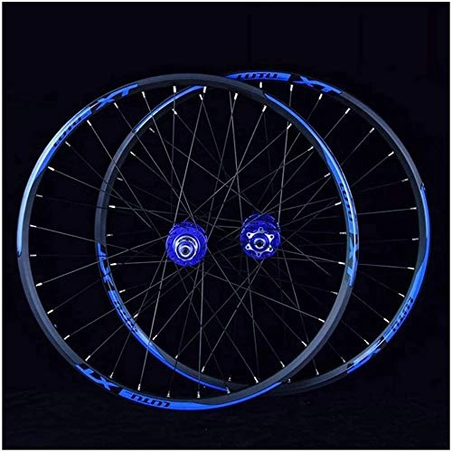 Mountain Bike Wheel : ZYLDXDP MTB Bicycle Wheelset 26 27.5 29 In Mountain Bike Wheel Double Layer Alloy Rim Sealed Bearing 7-11 Speed Cassette Hub Disc Brake 1100g QR 24H, Blue-26inch