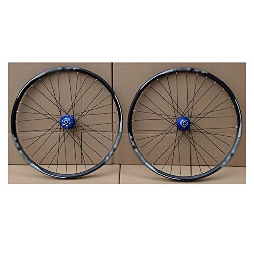 Mountain Bike Wheel : Zyy MTB Mountain Bike wheelset 26 27.5 29er 7-11 Speed No carbon bicycle wheels Double Layer Alloy Mountain BikeWheel 32H for Disc brake (Color : Blue, Size : 26inch)