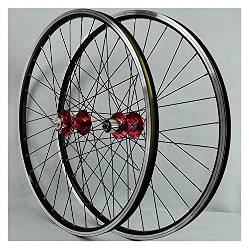 Mountain Bike Wheel : Zyy MTB Wheelset 26" 27.5" 29" Aluminum Alloy Rim Disc Brake V-Brake Quick Release 32H for 7 / 8 / 9 / 10 / 11 / 12 Speed Cassette (Color : Red, Size : 26in)
