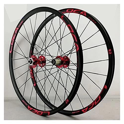 Mountain Bike Wheel : Zyy MTB Wheelset 26" 27.5" 29" Quick Release Disc Brake Flat Spokes Bike Wheel Aluminum Alloy fit 8 9 10 11 12 Speed Cassette Bicycle Wheelset (Color : Red-1, Size : 29in)