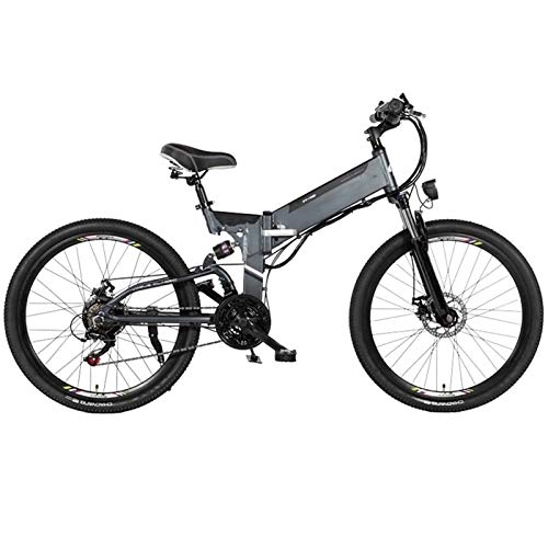 Vélo de montagne électrique pliant : Amantiy Vélo électrique, Vélo électrique de Montagne Adulte Pliable, Batterie au Lithium de 48V 5-20Ah, vélo en Alliage d'aluminium 480W, 21 Vitesses, Roue de Rayon d'aluminium de 24 / 26 Pouces