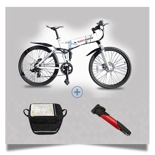 Vélo de montagne électrique pliant : BLANCMARINE Vélo Pliant 26 PM4 Electrique avec Sacoche Avant - Solde - Stock limité - en Aluminium - Garantie 5 Ans