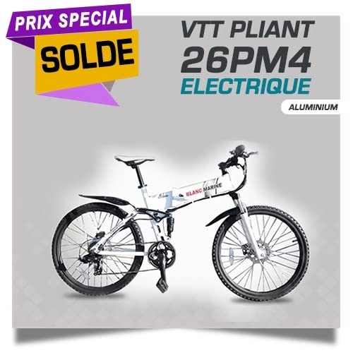 Vélo de montagne électrique pliant : BLANCMARINE Vélo Pliant 26 PM4 Electrique Solde - Stock limité - en Aluminium - Garantie 5 Ans