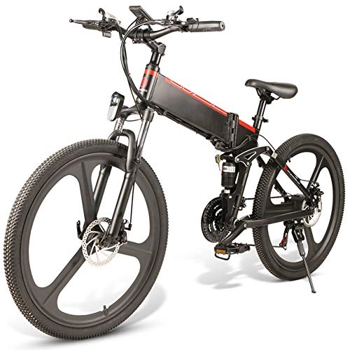 Vélo de montagne électrique pliant : BLKO Electric Mountain Bike for Adult, 26 inch Auminum Electric Folding Bikes Tire with LED Front Light, Max 150kg Payload, 48V 10.4Ah Large Cpacity Battery Electric Foldable Bicycle for Cycling 3 Modes