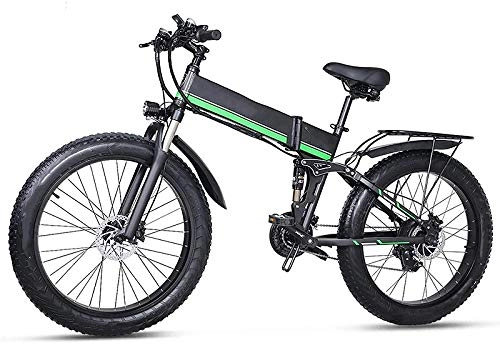 Vélo de montagne électrique pliant : BNGSElectric MX01 Vélo de montagne pliable 48 V 1000 W avec batterie au lithium 48 V pour l'environnement urbain et se déplacer vers et descendre du travail Vert