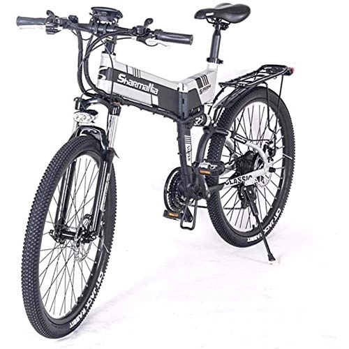 Vélo de montagne électrique pliant : CNRRT Power Electric Mountain Vélo Vélo Kid Vélo électrique de 26 Pouces avec 36V 10, 4Ah Lithium ION Cadre en Aluminium et Frein à Disque mécanique, Noir (Color : Black)