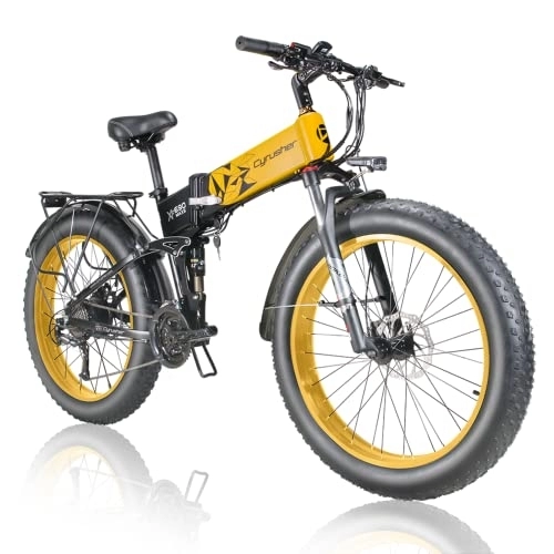 Vélo de montagne électrique pliant : Cyrusher XF Electric Bike (XF690 MAXS 48V / 15Ah Yellow2)