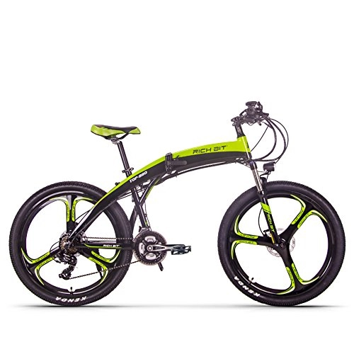 Vélo de montagne électrique pliant : cysum vélo électrique RT-880 250W Moteur 36V * 9.6Ah LG Batterie au Lithium 26 Pouces vélo électrique Pliable VTT (Noir-Vert)