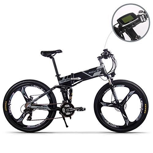 Vélo de montagne électrique pliant : cysum vélo électrique RT860 36V 12.8A Batterie au Lithium vélo Pliant VTT 17 * 26 Pouces vélo électrique Intelligent (Gris-Noir)