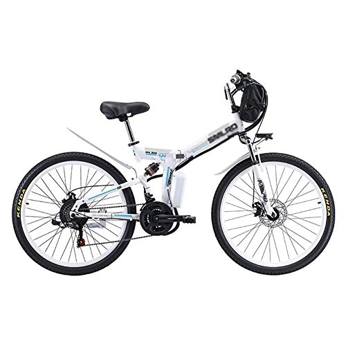 Vélo de montagne électrique pliant : DJP Vélo de Montagne, Mobilier 3 Modes de Conduite Ebike Pour Adultes Cyclisme En Plein Air, Vtt Électriques Pliants, Roue Lithium-Ion Batter Vélo Électrique Noir 350W 48V 8Ah, Blanc