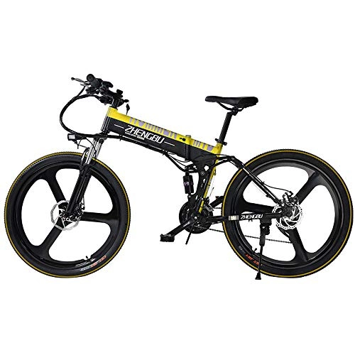 Vélo de montagne électrique pliant : Dwm Vélos électriques 26 Pouces, Vélo de Montagne Pliant, 400W 48V10ah li-Battery Smart e-Bike pour Hommes Femmes, Black+Yellow, 26''Aluminum Wheel