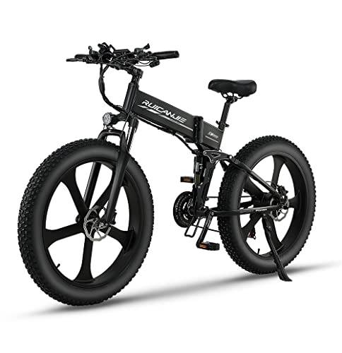 Vélo de montagne électrique pliant : fangqi Vélo électrique Pliable 26" avec Batterie au Lithium 12, 8 Ah 2 PCS, Shimano 21 Vitesses pour Homme et Femme, Vélos électriques