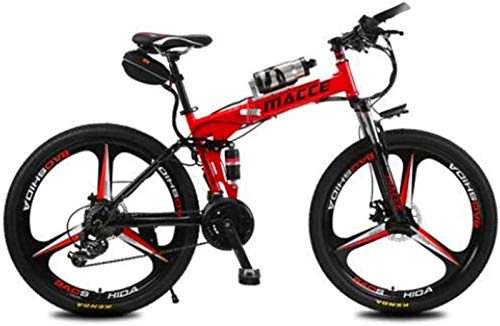 Vélo de montagne électrique pliant : FansQ New Vélo de Montagne électrique, Vélo électrique Pliant Batterie au Lithium VTT Adulte Simple Roue Bouteille d'eau et Confortable Portable Power, pour Adulte Femme / Homme (Color : Red)