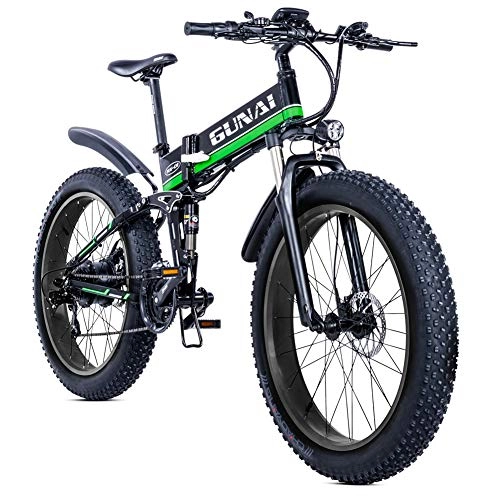 Vélo de montagne électrique pliant : GUNAI Vélo électrique 1000W avec écran LCD Batterie au Lithium Amovible 48V