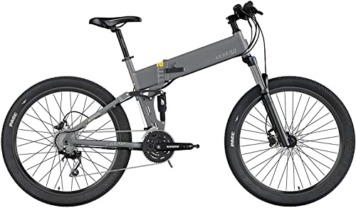 Vélo de montagne électrique pliant : Legend Etna Vélo VTT Électrique E-MTB 27, 5", Double Suspension RockShox + KS, Freins Disque Hydraulique, Batterie ION 36V 10.4Ah Sanyo-Panasonic (374.4Wh), Gris Titanium
