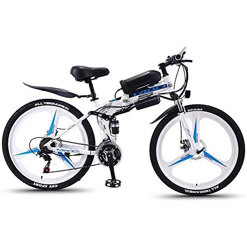 Vélo de montagne électrique pliant : LQRYJDZ 36V 10Ah lectrique vlo lectrique VTT 26 Pouces Fat Tire e-Bike 21 / 27 Vitesses Plage Cruiser Hommes Sport Mountain Bike (Color : Blue, Size : 21 Speed)