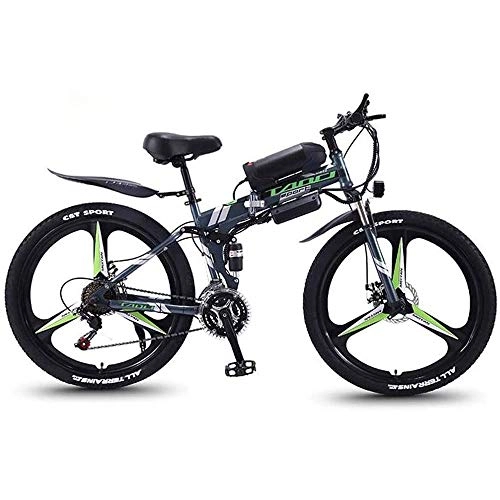 Vélo de montagne électrique pliant : LQRYJDZ 36V 10Ah lectrique vlo lectrique VTT 26 Pouces Fat Tire e-Bike 21 / 27 Vitesses Plage Cruiser Hommes Sport Mountain Bike (Color : Green, Size : 27 Speed)