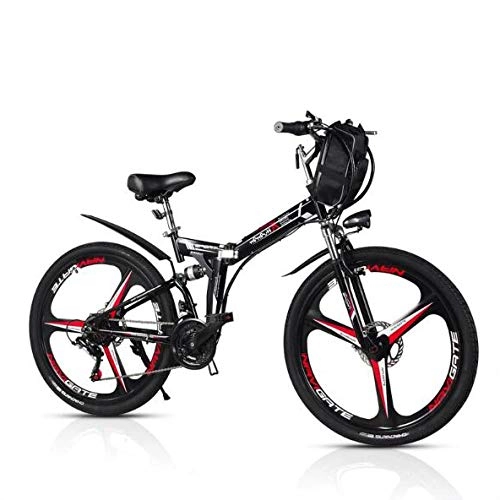 Vélo de montagne électrique pliant : LXLTLB 26in Vélo Electrique 21 Vitesses E-Bike VTT Pliant 48V 8HA 350W Batterie au Lithium de Grande Capacité Ville Léger Vélo de avec Unisexe, Noir