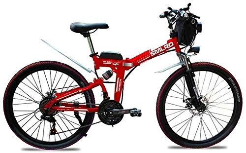 Vélo de montagne électrique pliant : LZMX 26 Pouces électrique VTT, Pliable et Mobile 48V 500W 13Ah au Lithium-ION, Frein à Disque Hybride Reclining / Vélo de Route, Adulte Vélo Vélo (Color : Red)