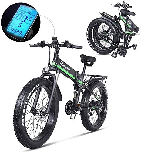 Vélo de montagne électrique pliant : Qinmo 26inch Pliable vlo lectrique en Alliage de magnsium eBikes Vlos Tout Terrain 48V 1000W 12.8Ah Lithium-ION 4, 0 Fat Tire Mountain Bike Commute Neige Ebike