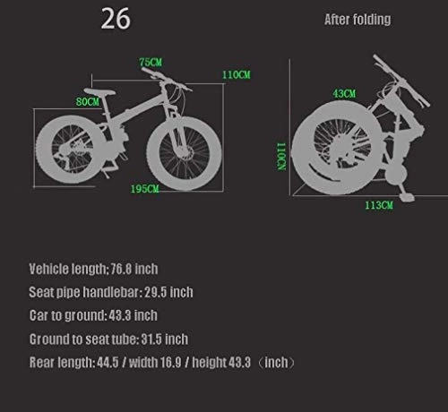 Vélo de montagne électrique pliant : QZ Pliant 17 Pouces Fat Tire Mens Mountain Bike, Double Frein Disque / carbonis Bikes Cadre en Acier, 7-27 Vitesse, Motoneige Vlo 26 Pouces Roues (Color : Yellow, Size : 27 Speed)