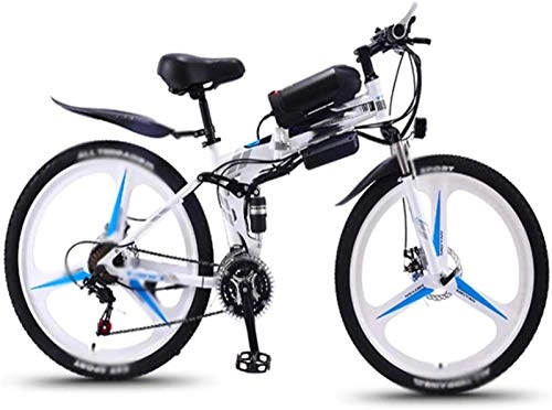 Vélo de montagne électrique pliant : RDJM VTT Electrique, 26 Pouces Vélos pliants électriques, Fourche Amortisseur 350W Neige de Montagne Vélos Sports de Plein air for Adultes vélos (Color : White)