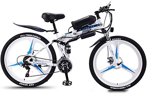 Vélo de montagne électrique pliant : RDJM VTT Electrique, Pliant vélo électrique E-Bike 26 « » vélo électrique avec 36V 350W Moteur et 21 Vitesses Vitesse Neige vélo électrique vélomoteur VTT Cadre Aluminium (Color : White)