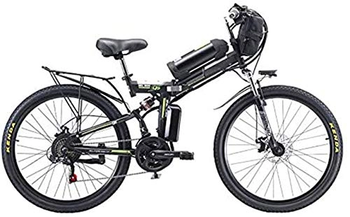 Vélo de montagne électrique pliant : RDJM VTT Electrique, Vélo électrique, électrique Pliant, Matériel en Acier au Carbone à Haute VTT avec 26" Super, 21 Vitesses, 500W Moteur Amovible, Batterie Lithium 48V (Color : Black)