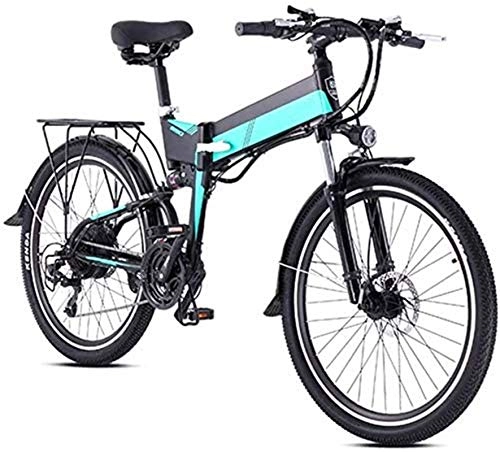 Vélo de montagne électrique pliant : RDJM VTT Electrique, Électrique Fat Tire Bike 21 Vitesses Montagne Vélo électrique Pédale d'assistance Batterie au Lithium de Frein à Disque (26 Pouces 48V 500W 12.8A) (Color : Green)