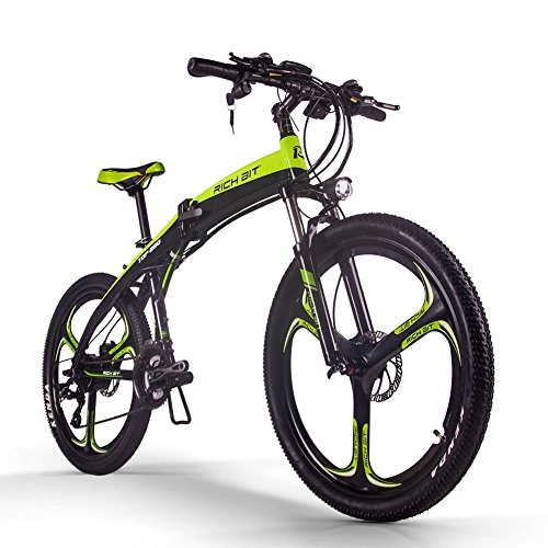 Vélo de montagne électrique pliant : RICH BIT vélo électrique TOP-880 vélo de Montagne Pliant électrique 26 Pouces 36 V 250 W 9.6Ah Ebike TEKTRO Frein à Disque hydraulique vélo électrique (Vert foncé)