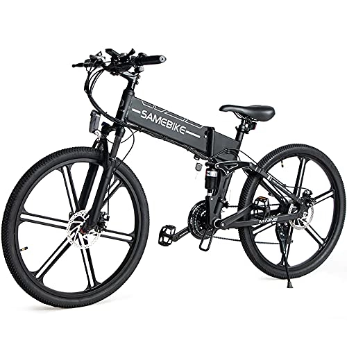 Vélo de montagne électrique pliant : SAMEBIKE LO26-II Version Mise à Niveau vélos électriques 500W 48V 10AH 26 Pouces vélos de Montagne électriques pliants avec écran LCD Couleur pour Adultes (Noir)