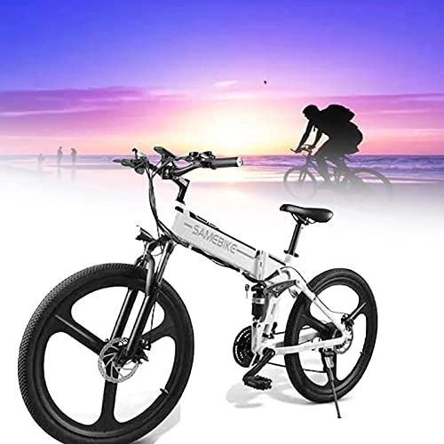 Vélo de montagne électrique pliant : SUNWEII Veloelectrique Vélos de Montagne Pliable 500W 48V / 10Ah Batterie Lithium-ION, E-Bike avec Moteur, Vitesse Réglable Urban Bike, Autonomie 35km, White