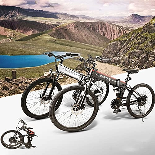 Vélo de montagne électrique pliant : SUNWEII Vélo électrique 26'' veloelectrique Velo Pliant Adulte Jusqu'à 35km / h, Vitesse Réglable E-Bike 500W / 48V Rechargeable Batterie Li-ION, Adultes Cadeaux, Black