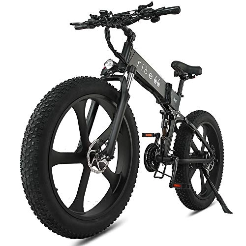 Vélo de montagne électrique pliant : Velo Electrique VTT Fat Bike 26 Pouces Pliant Double Batterie Montagne Ebike pour Homme Femme (Noir)