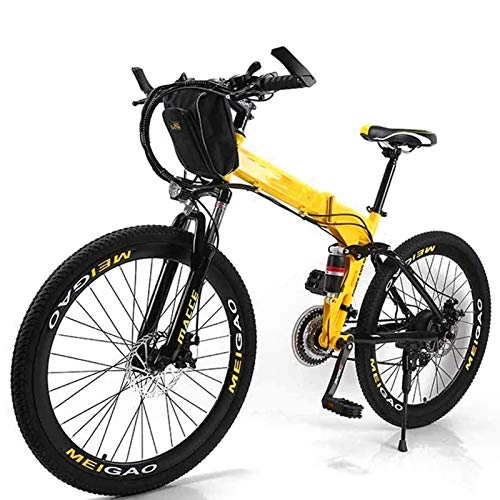 Vélo de montagne électrique pliant : Vélo de montagne électrique, Vélos électriques pliants for les adultes 26 avec 36V amovible de grande capacité 8Ah Lithium-ion Montagne E-Bike 21 Vitesse légère vélo unisexe Vélo électrique puissant