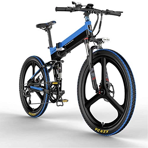 Vélo de montagne électrique pliant : Vélo Électrique 26 Pouces City E-Bike Pliant 400W avec Batterie au Lithium 48V 10, 4Ah Vitesse jusqu'à 30 km / h, Vélo de Montagne Autonomie 100km, VTT pour Adultes (EU Stock) (Bleu)