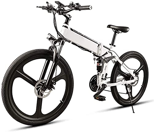 Vélo de montagne électrique pliant : Vélo Électrique De 26 Pouces pour Adultes Vélo Électrique De Montagne Pliant 350W avec Batterie Lithium-ION Amovible 48V10Ah, Vélo À Double Suspension en Alliage D'Aluminium, Vitesse Maximale De 35 K