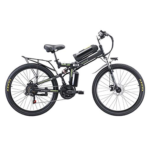 Vélo de montagne électrique pliant : Vélo Électrique Pliante avec Roue De 26 Pouces Batterie Lithium-ION À Grande Capacité (48V 8AH 350W) Suspension Pleine Qualité Et Engrenage Shimano, Noir