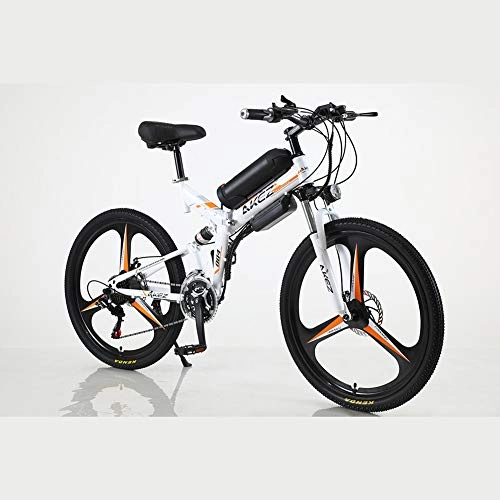Vélo de montagne électrique pliant : Vélo électrique pliable 26" - 21 vitesses - Pour homme - Batterie lithium-ion remplaçable - 36 V - 350 W - 13 Ah - Pour homme - Blanc - 13 Ah