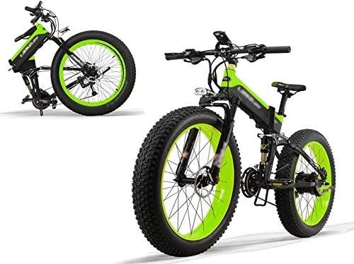 Vélo de montagne électrique pliant : Vélo électrique Pliable 26" Vélo de Montagne 1000W avec Batterie au Lithium 48V, Shimano 27 Vitesses, 40km / h VTT Ebike pour Adultes