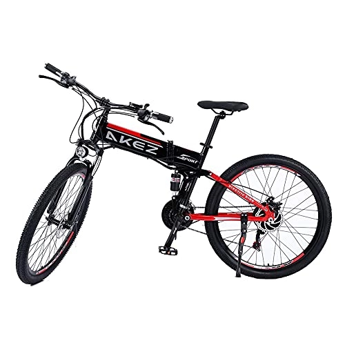 Vélo de montagne électrique pliant : Vélo électrique Pliant pour Adultes de 27, 5 Pouces 500W 48V 9AH Vélos de Montagne électriques avec Shimano 21 Vitesses 40KM / H E-Bike Max 60KM Range 3 Modes de Travail Red
