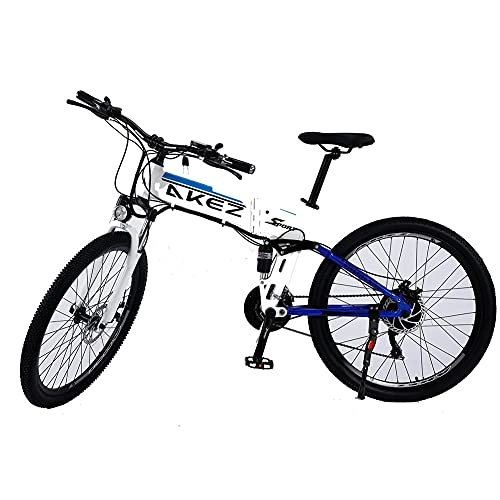 Vélo de montagne électrique pliant : Vélo électrique Pliant pour Adultes de 27, 5 Pouces 500W 48V 9AH Vélos de Montagne électriques avec Shimano 21 Vitesses 40KM / H E-Bike Max 60KM Range 3 Modes de Travail White