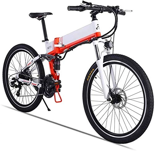 Vélo de montagne électrique pliant : Vélo électrique électrique VTT 26" électrique for VTT adultes, 500W Ebike vélo avec XOD Huile Frein 48V 12.8AH amovible Batterie au lithium 21 vitesses Vitesse pour les sentiers de la jungle, la neige
